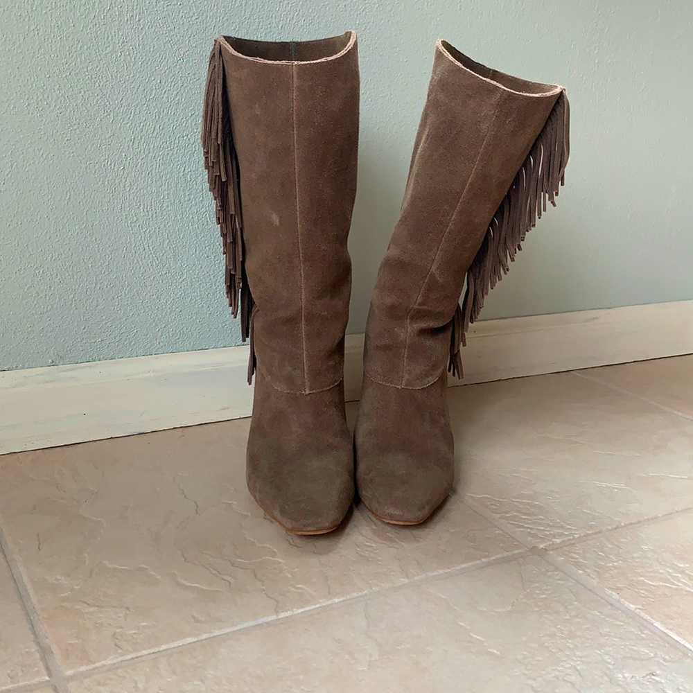 Vince Camuto suede fringe boots.